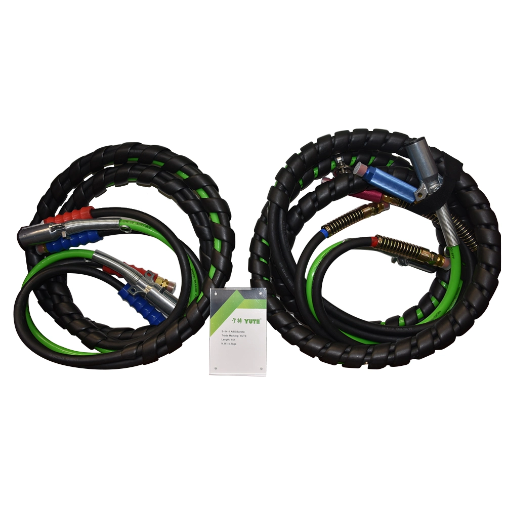 12FT Black Trailer 3 in 1 ABS Electrical Air Rubber Hose